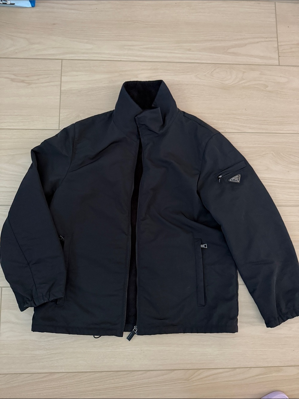 Prada Black Men's  Jacket with High Collar